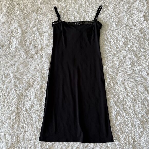 Y2K Vintage D&G Dolce & Gabbana Black Semi-Sheer Iconic Style Slip Dress Size S - Picture 6 of 8